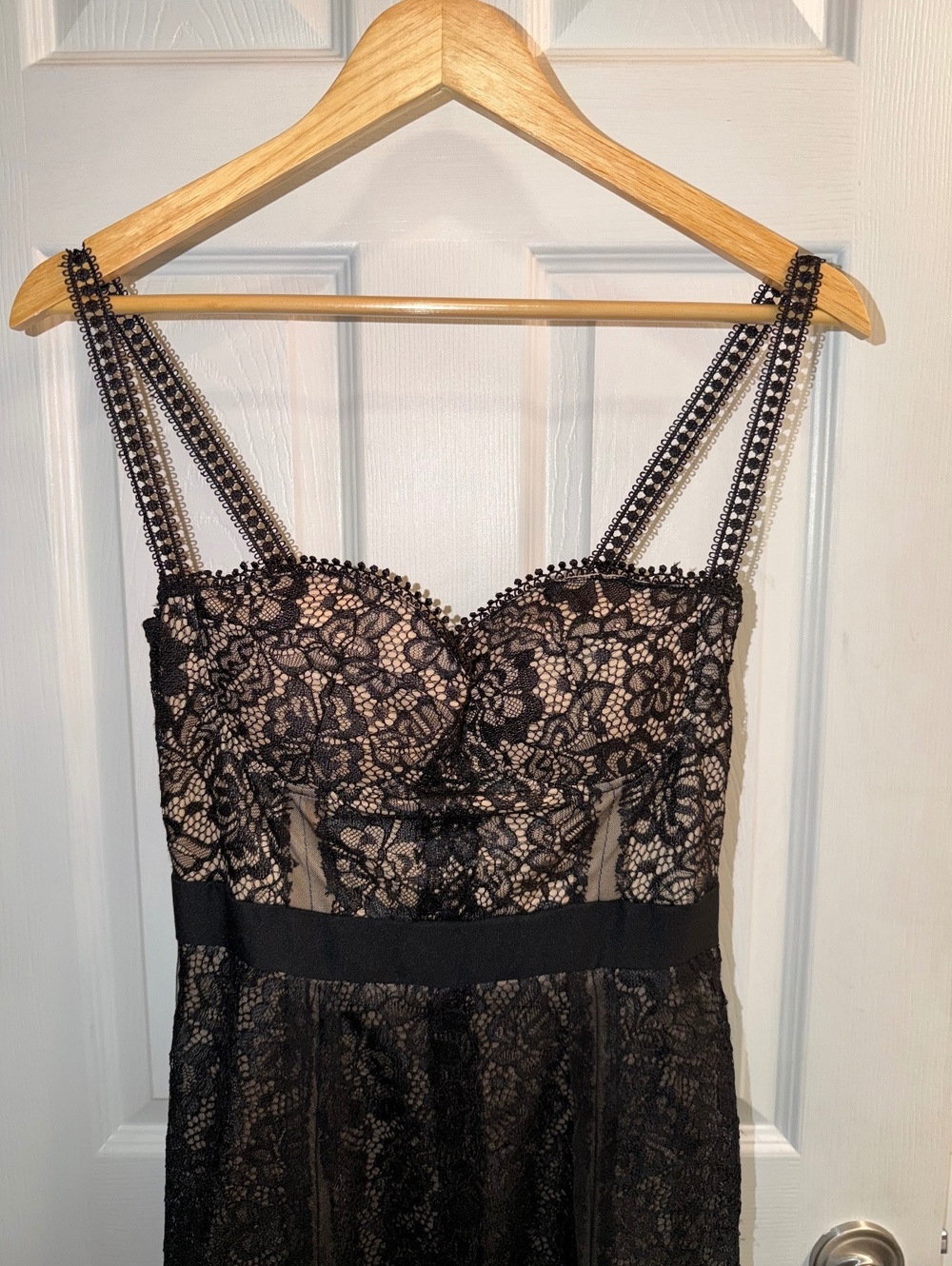 H&M Black Nude Floral Lace Bustier Maxi Formal Evening Dress